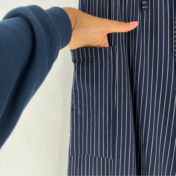 Anthropologie‎ Sunday In Brooklyn Navy Pinstriped Wide Leg Crop Pant Size XS - Picture 3 of 13